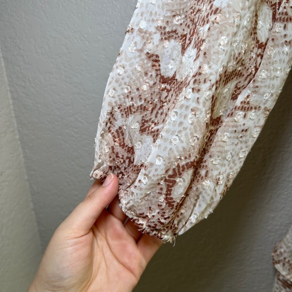 Snakeskin Print Dress Long Sleeve Ruffle Mini Dress women's Medium festival bold - Picture 2 of 8